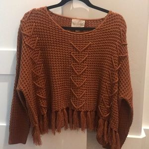 NEW moon river cropped fringe sweater